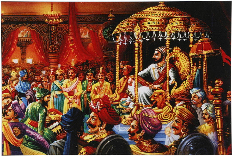 Shivaji Maharaj Rajyabhishek Coronation Scene in Mughal Court HD wallpaper
