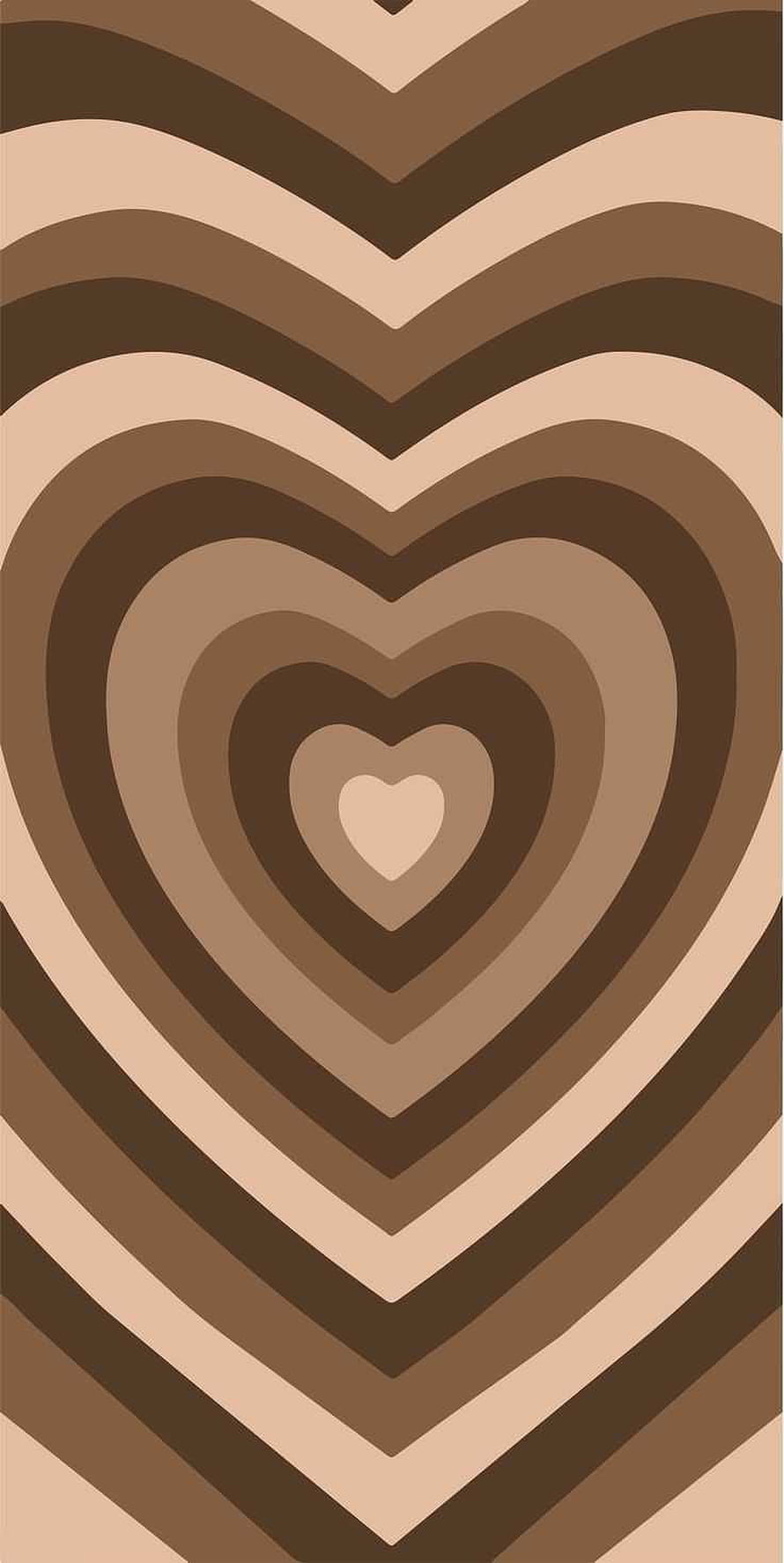 Concentric Brown Heart Pattern with Retro Aesthetic and Minimalist Design HD phone wallpaper