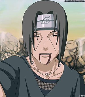 Itachi Uchiha Anime Portrait With Konoha Headband And Earring HD phone wallpaper