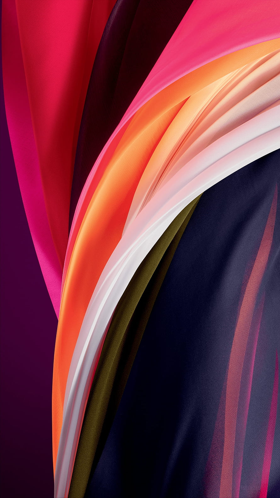 Vibrant Abstract Flowing Ribbons in Pink Orange and Deep Purple HD phone wallpaper