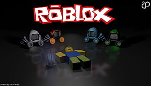 Roblox Guest 666 and Classic Avatar on Dark Reflective Stage HD wallpaper