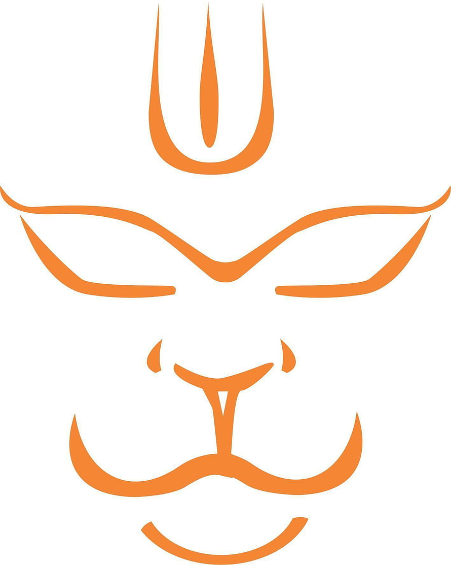 Minimalist Orange Hanuman Face Line Art on White Background HD phone wallpaper