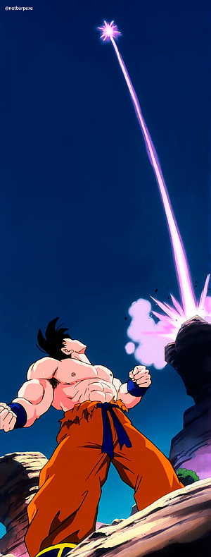 Goku Firing Energy Beam in Dragon Ball Z Classic Anime Style HD phone wallpaper