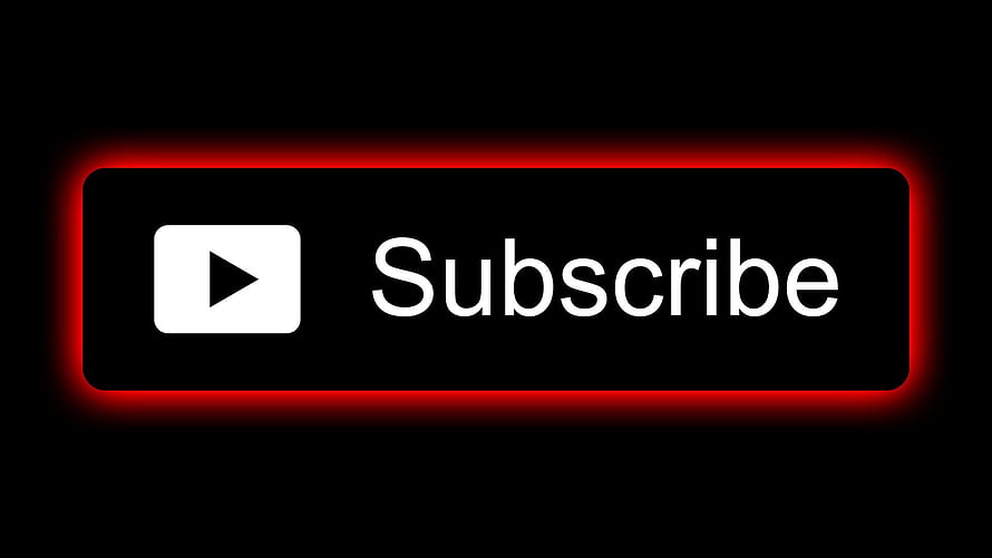 Glowing YouTube Subscribe Button Graphic with Red Neon Border on Black Background HD wallpaper