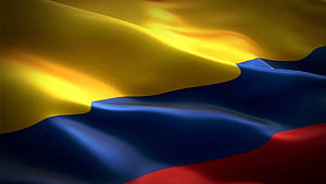 Colombia National Flag Waving in Wind with Golden Yellow Blue and Red Stripes HD wallpaper