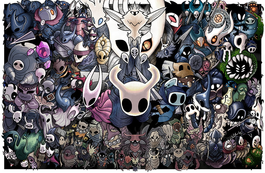 Hollow Knight Complete Boss and NPC Character Collection Artwork HD wallpaper