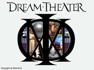 Dream Theater Logo with Collage Artwork and Gothic Typography HD wallpaper