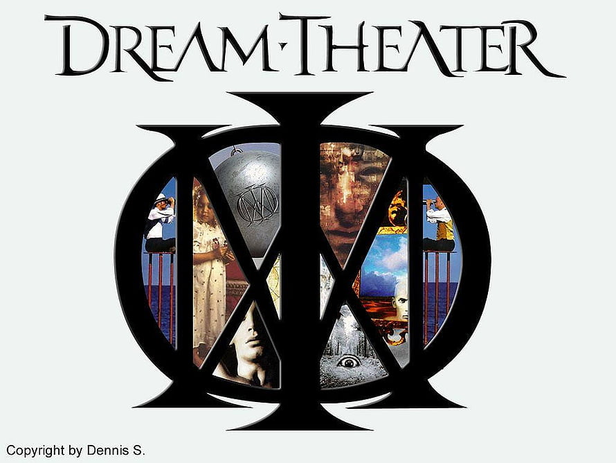 Dream Theater Logo with Collage Artwork and Gothic Typography HD wallpaper