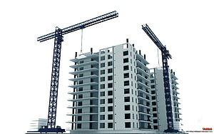 Modern High-Rise Building Under Construction With Tower Cranes HD wallpaper