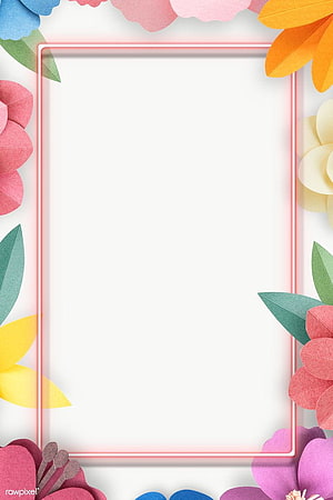 Colorful Paper Flower Frame with Neon Border on White Background HD phone wallpaper