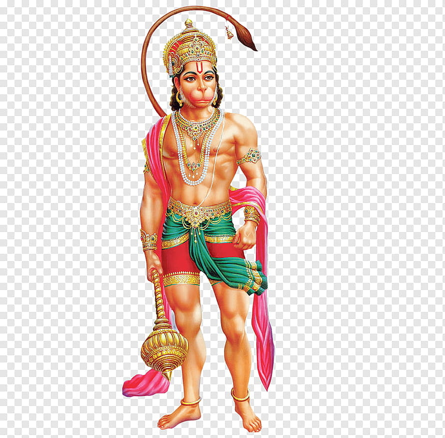 Lord Hanuman Traditional Indian Deity Illustration with Mace and Crown HD wallpaper