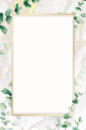 Elegant Watercolor Eucalyptus Leaves with Gold Frame on Marble Background HD phone wallpaper