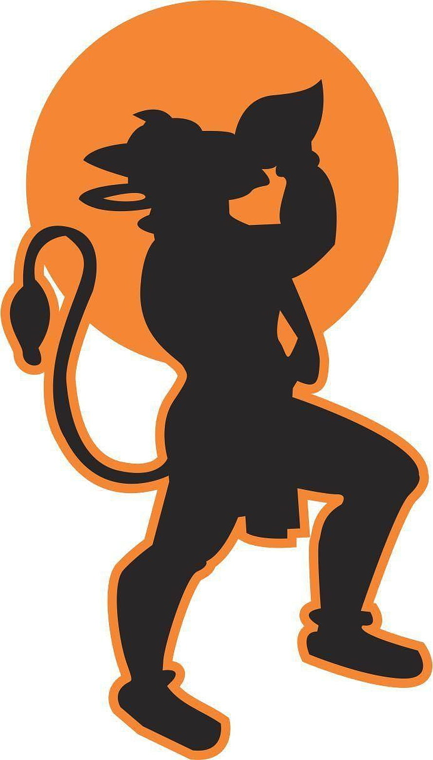 Hanuman Silhouette Sticker Design with Orange Circle Background HD phone wallpaper