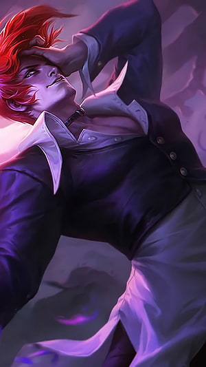 Iori Yagami Anime Character in Dark Jacket and White Shirt HD phone wallpaper