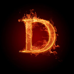 Flaming Letter D Burning Alphabet Typography on Black Background HD phone wallpaper