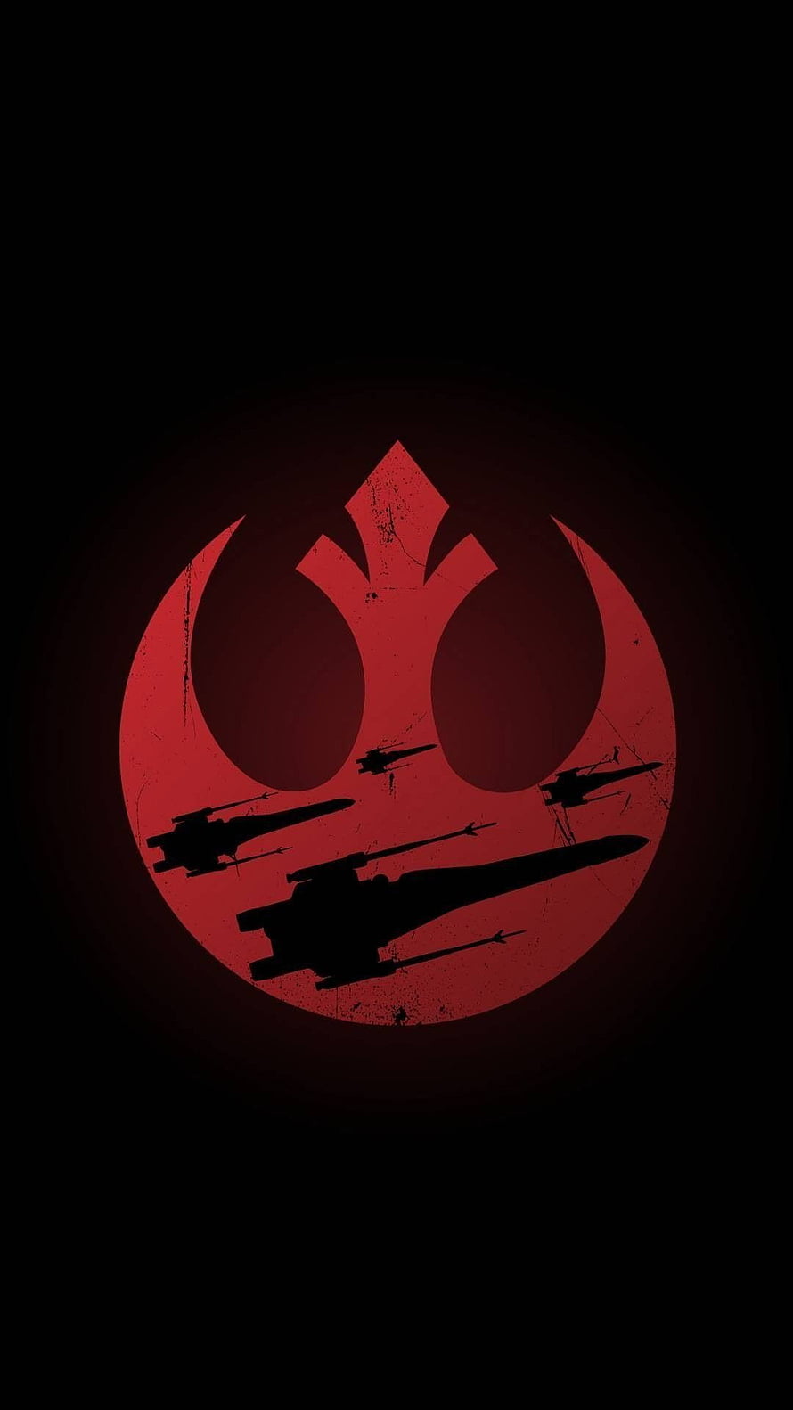 Star Wars Rebel Alliance Emblem with Starfighter Silhouettes on Black Background HD phone wallpaper