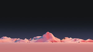 Low Poly Pink Mountain Range Against a Dark Night Sky HD wallpaper