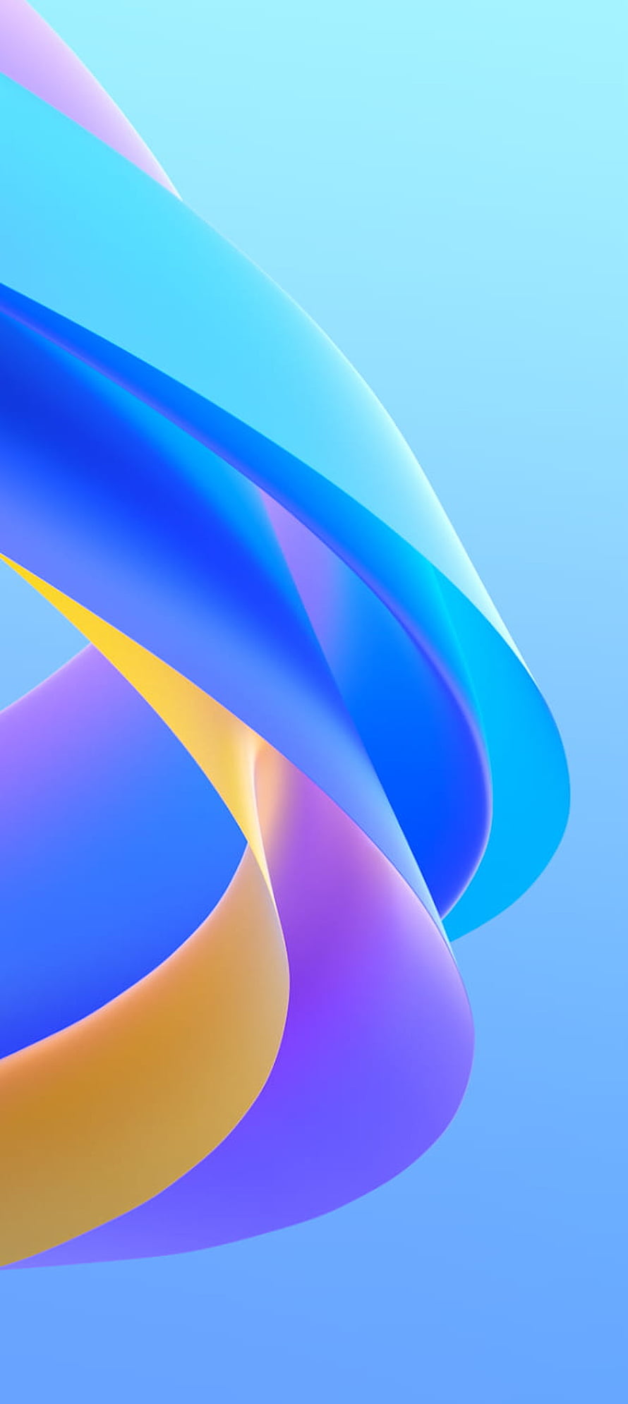 Oppo A36 Default Wallpaper with Vibrant Abstract 3D Ribbon Shapes in Blue and Purple HD phone wallpaper