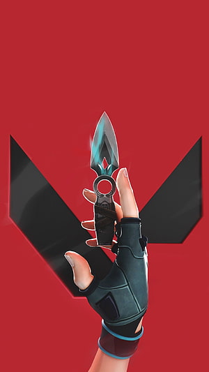 Valorant Jett Character Artwork with Knife and Red Background HD phone wallpaper