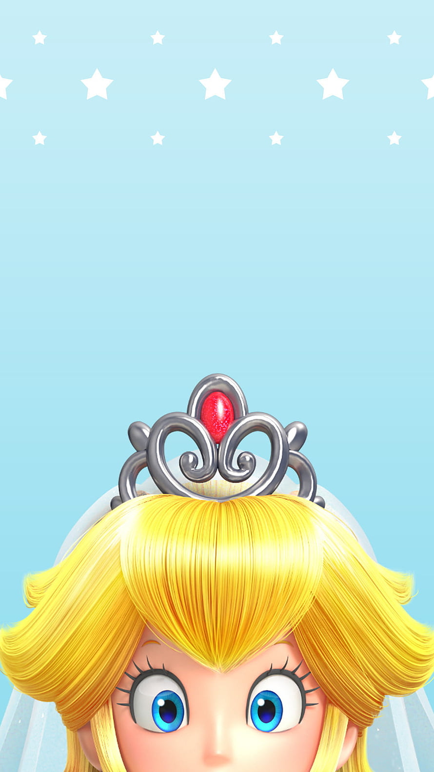 Princess Peach Crowned in a Bridal Veil Against a Starry Sky HD phone wallpaper