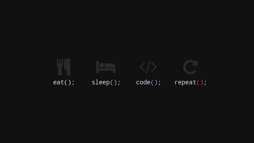 Minimalist Developer Life Cycle: Eat, Sleep, Code, Repeat on Dark Background HD wallpaper