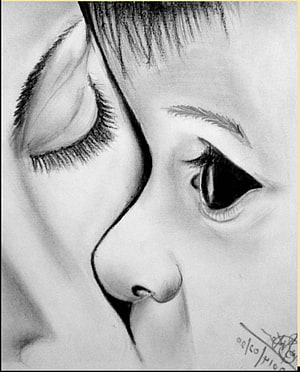 Emotional Pencil Sketch of Mother and Child Foreheads Touching in Intimate Profile HD phone wallpaper