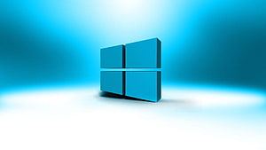 Windows 11 3D Logo on Cyan Gradient Background HD wallpaper