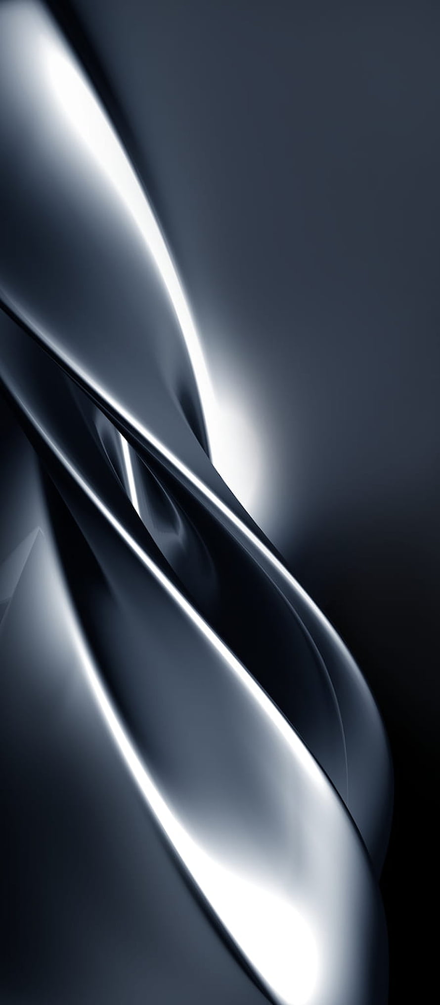Sleek Abstract Metallic Waves with Soft Light Gradients on Dark Background HD phone wallpaper