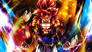 Super Saiyan 4 Gogeta Anime Character Artwork with Fiery Red Aura and Dynamic Energy Effects HD wallpaper