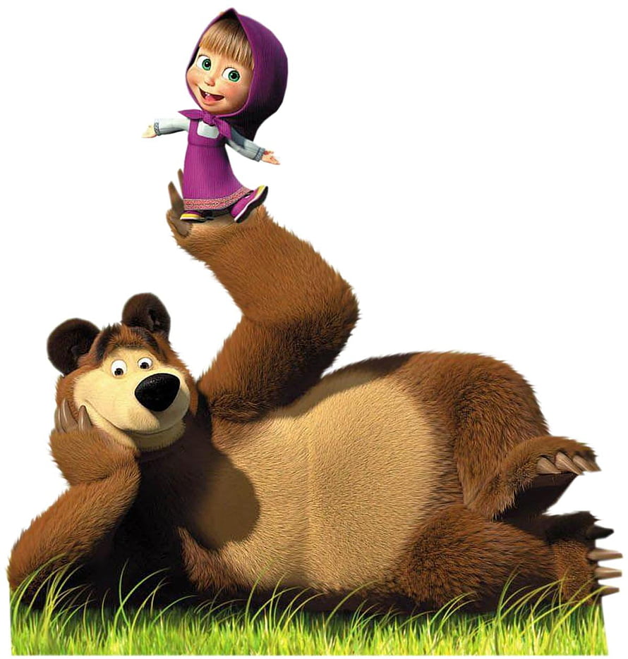 Masha and the Bear 3D Animation Wallpaper with Cute Girl on Brown Bear HD phone wallpaper