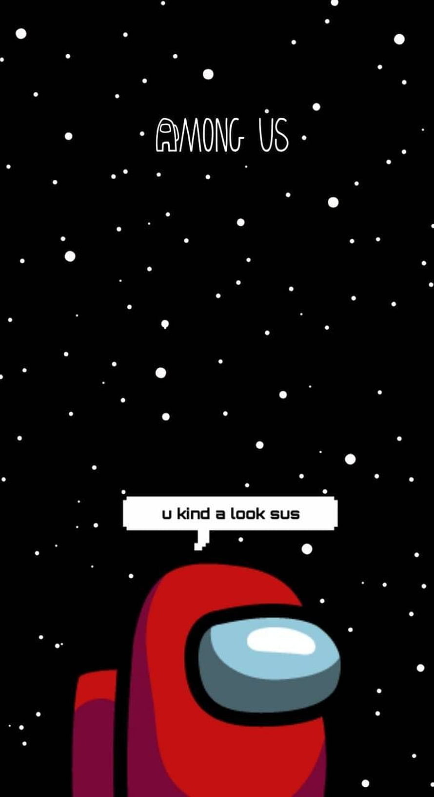 Red Crewmate Character From Among Us In Starry Space With Speech Bubble HD phone wallpaper