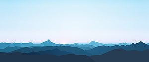 Minimalist Blue Mountain Range Landscape with Soft Gradient Sky HD wallpaper