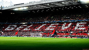 Manchester United Fans Performing Believe Tifo at Old Trafford Stadium HD wallpaper