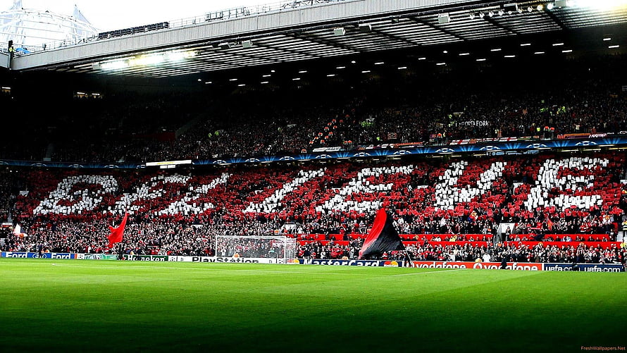 Manchester United Fans Performing Believe Tifo at Old Trafford Stadium HD wallpaper