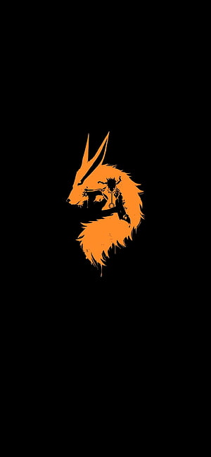 Naruto Kurama Nine-Tailed Fox Silhouette with Black Background HD phone wallpaper
