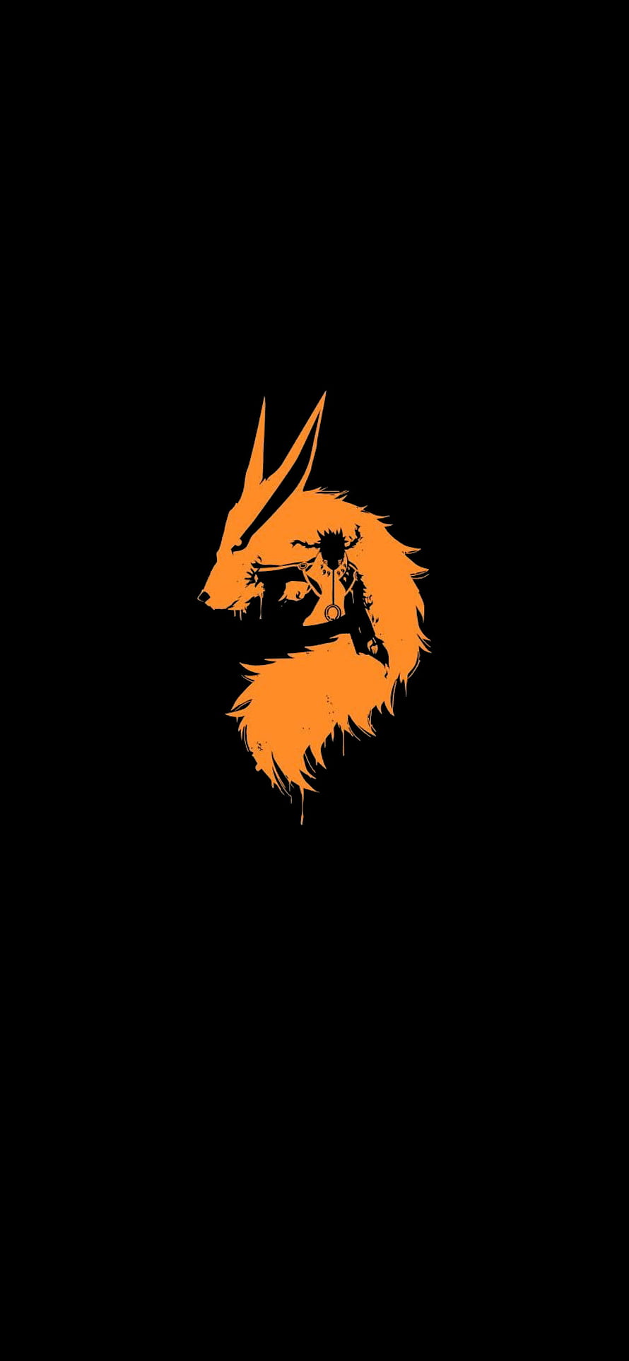 Naruto Kurama Nine-Tailed Fox Silhouette with Black Background HD phone wallpaper
