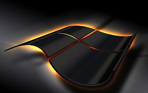 Windows 8 Logo with Glowing Orange Edges on Dark Background HD wallpaper