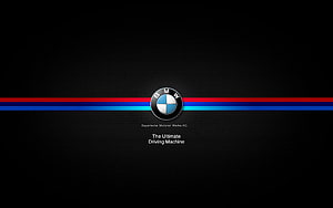 BMW M Power Emblem with Racing Stripes on Dark Background HD wallpaper