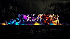 Dark Fantasy Anime Character Lineup with Vibrant Magic Effects HD wallpaper
