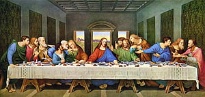 Leonardo da Vinci The Last Supper Renaissance Painting of Jesus and the Twelve Apostles HD wallpaper