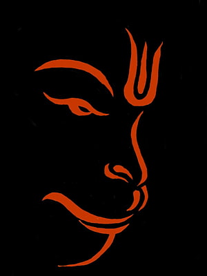 Minimalist Hanuman Line Art Portrait in Orange on Black Background, Jai Shri Ram Ji Hanuman Ji, hanuman amoled mobile HD phone wallpaper