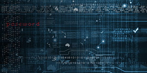 Cybersecurity Digital Interface with Binary Code and Network Data Visualization HD wallpaper
