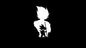 Goku Silhouette with Shadow Figure on Black Background HD wallpaper
