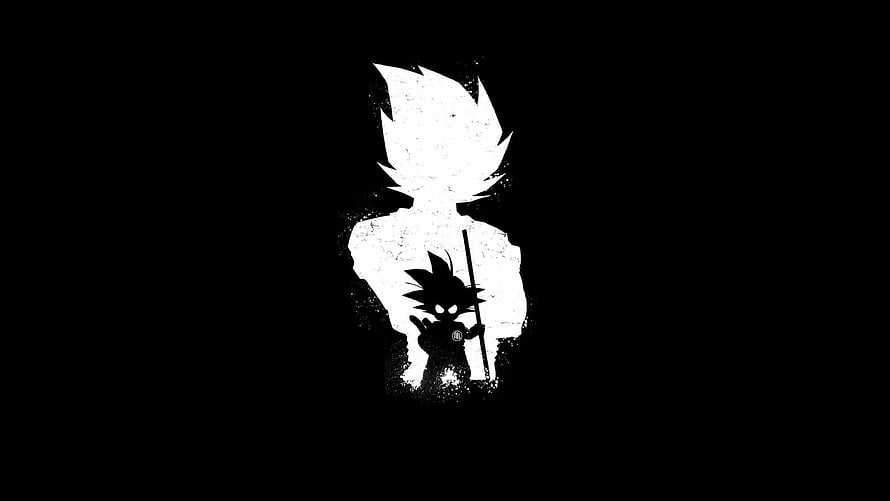 Goku Silhouette with Shadow Figure on Black Background HD wallpaper