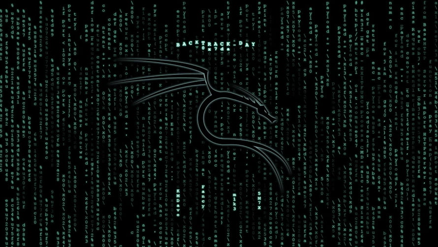 Kali Linux Terminal Interface with Matrix Code Rain and Backtrack Day Text HD wallpaper