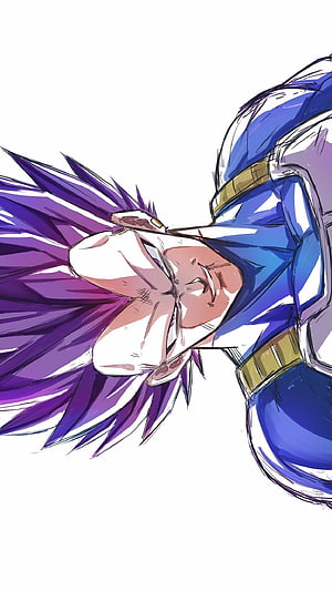 Vegeta Ultra Ego Anime Character Portrait with Purple Hair and Blue Battle Armor HD phone wallpaper