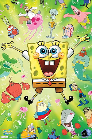 SpongeBob SquarePants and Friends Underwater Cartoon Poster HD phone wallpaper