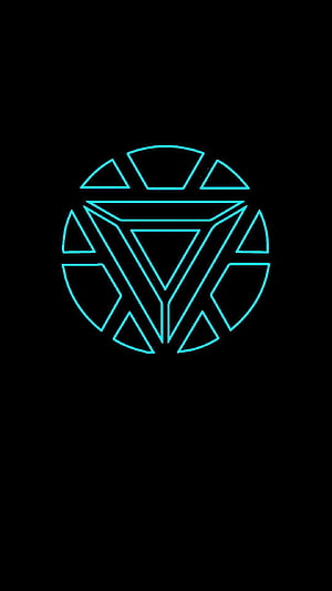 Iron Man Arc Reactor Minimalist Neon Line Art on Black Background, iron man arc reactor amoled, #Iron man HD phone wallpaper