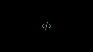 Minimalist Dark Coding Icon with Cyan Brackets and Slash on Black Background HD wallpaper