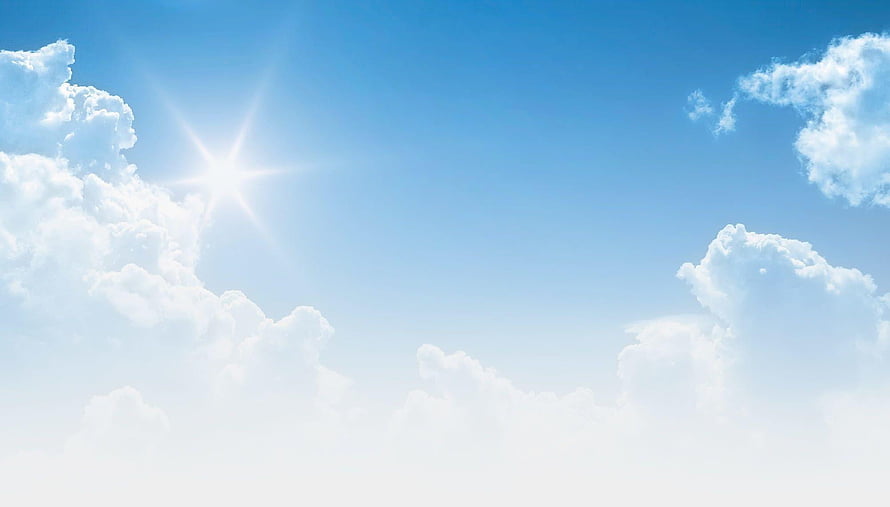 Bright Blue Sky with Fluffy White Clouds and Sunburst HD wallpaper